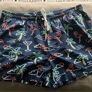 Chubbies Blue Neon Tropical Swim Trunks